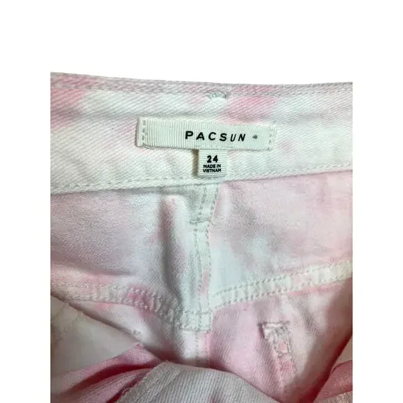 PacSun Tie-Dye High Rise Denim Jeans Mini Skirt | Pink | sz 24 NEW - Picture 8 of 11